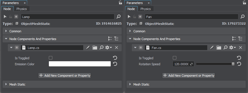 Nodes with abstract components